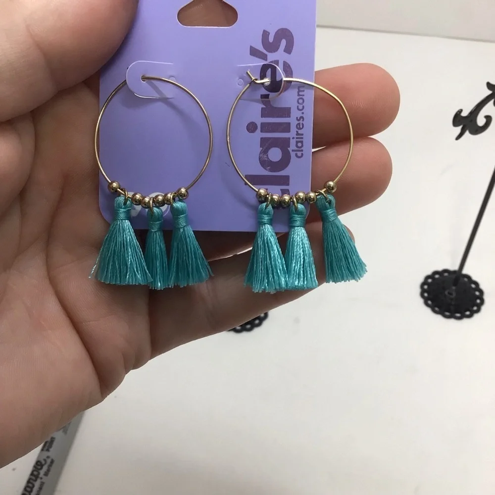 (3) Claire’s Fashion Boho Dangle Hoop Earrings- L5